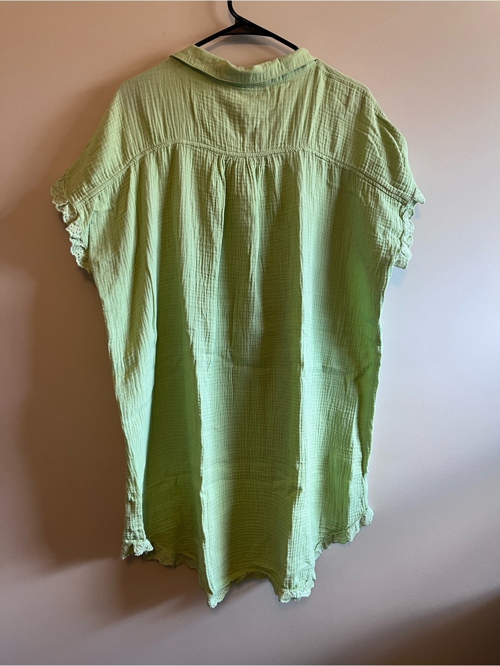 Sherbet Green Gauze Button-Down Tunic Dress - Picture 2 of 8